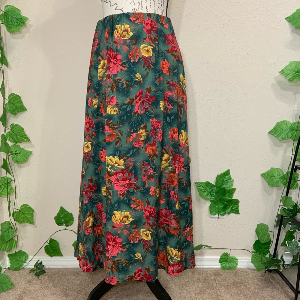 Vintage 90’s Green Floral Ankle Skirt Fairy - Picture 4 of 7